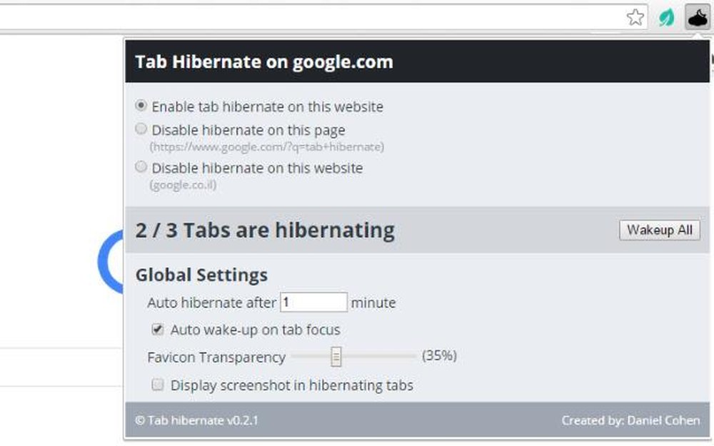 Tab Hibernate Screenshot 1