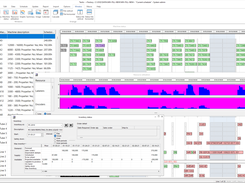 A Gantt chart for a cosmetic manufacturing filling application.  A plot of labor hours scheduled versus available.  A master production schedule for an end product showing inventory position over time.