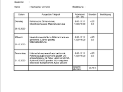 Wochenbericht in Word