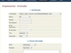 Tela de inclusão - impressoras