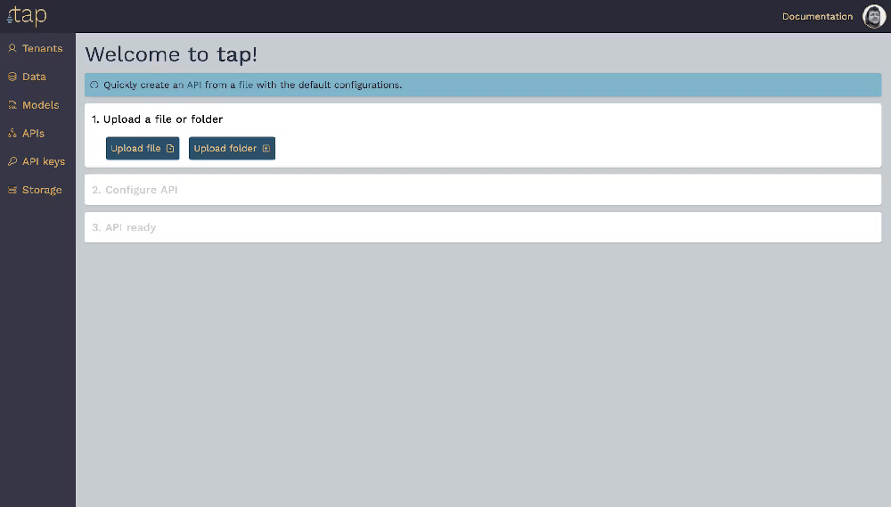 Welcome page with quick start