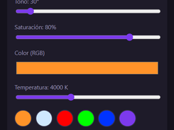 Normal control: color, brightness, temperature, presets and animated mode