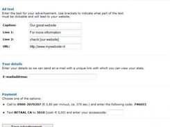 Example of page where users can add advertisements