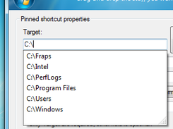 As you can see, the Target textbox have AutoComplete function, which will help you type your stuff path.