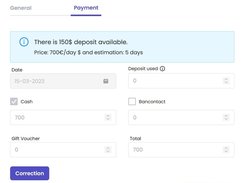 Payment input screen