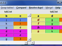 Compared tables in main window