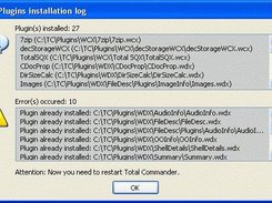 Plugins installation log