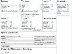 Administration pageshowing configurable values and settings