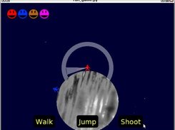 "planets" example game, showing aim controls (2009-10-24)