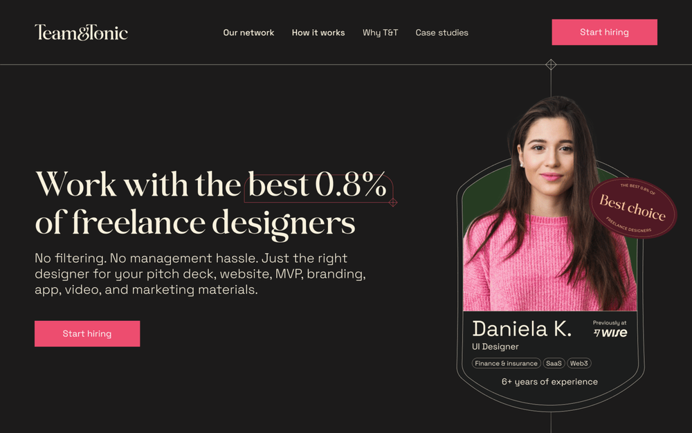 Work with the best 0.8% of freelance designers