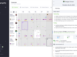 Team Calendar collects the data from your team collaboration tools - GitHub, Jira, Slack, Zoom, etc. Vacations, sick days, and holidays are also there, so you can have the full picture. Click on any day and see the details