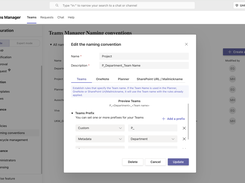 Naming conventions for teams, OneNotes, Planners and SharePoint URLs: rules for uniform, relevant names with predefined prefixes and suffixes