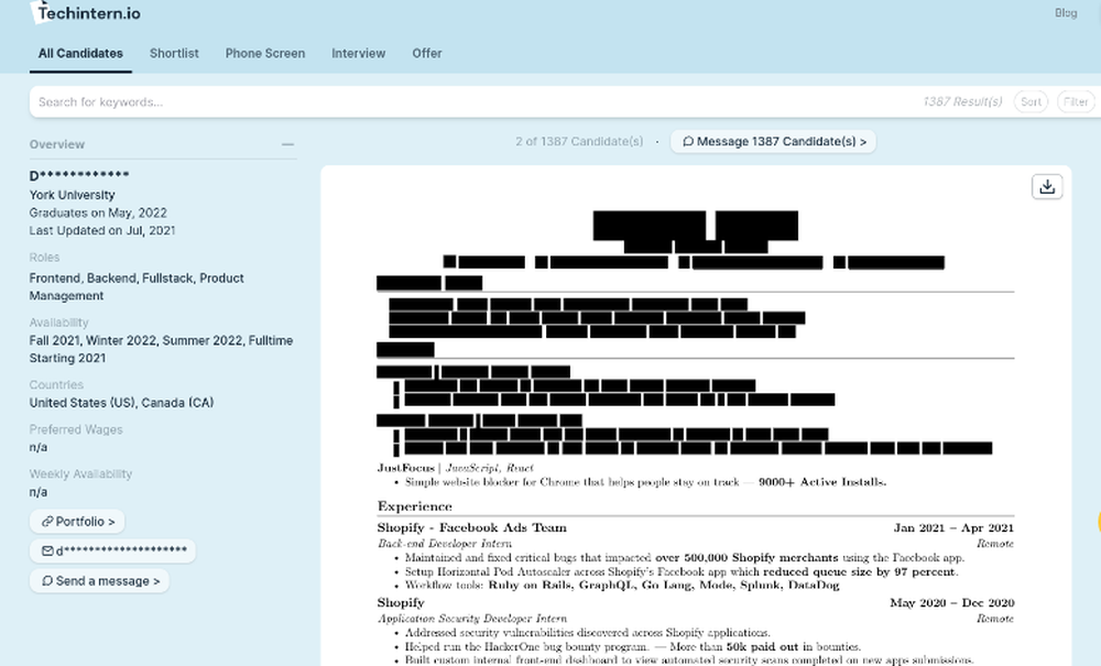 Techintern.io Screenshot 1