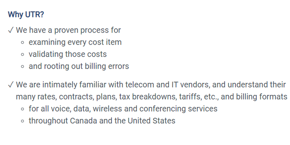 UTR Telecom Expense Management Screenshot 1