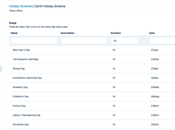 Configure multiple holidays and workload schemes.