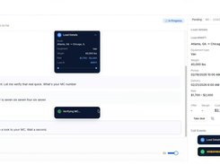 AI voice agent answering an inbound carrier call and verifying the MC number.