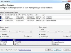 Partition Analyzer Configuration Screen