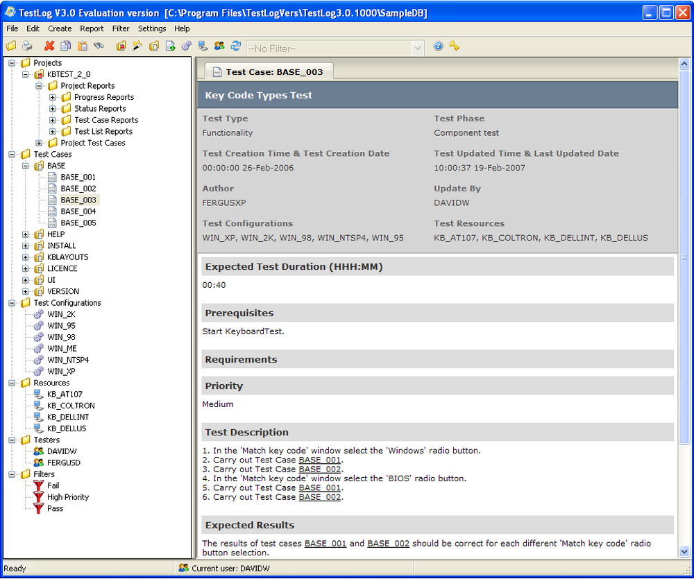 TestLog Screenshot 1