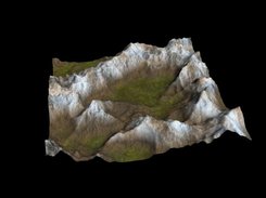 A mountainous terrain textured with TexGen.
