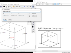 TeXCAD window, toolbars, preview