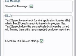 Text2Speech Version 1.2.0.5 - Options Window - Windows XP