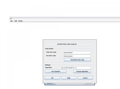 The program's code dialog to enter code and select alogrith