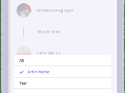 Filter options in a mobile app.