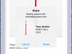 Sharing an artwork in a mobile app.