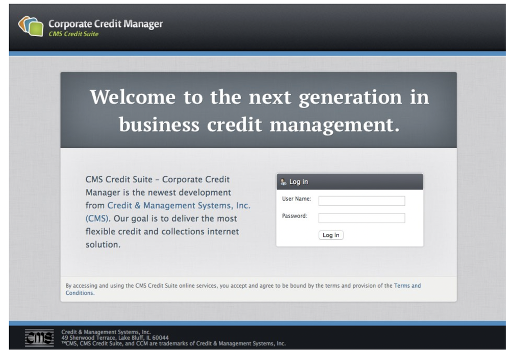 CMS Credit Suite Screenshot 1