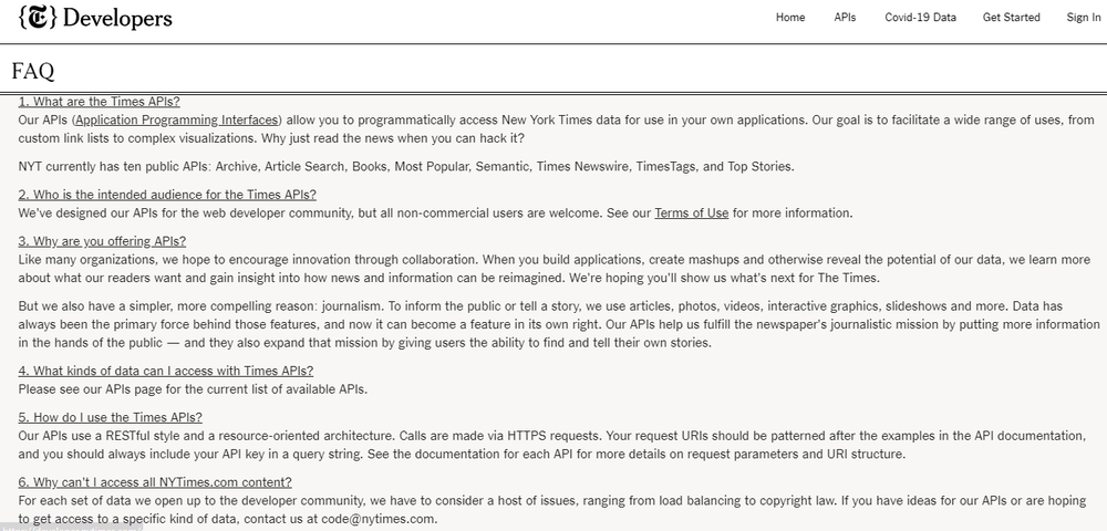 The New York Times API Screenshot 1