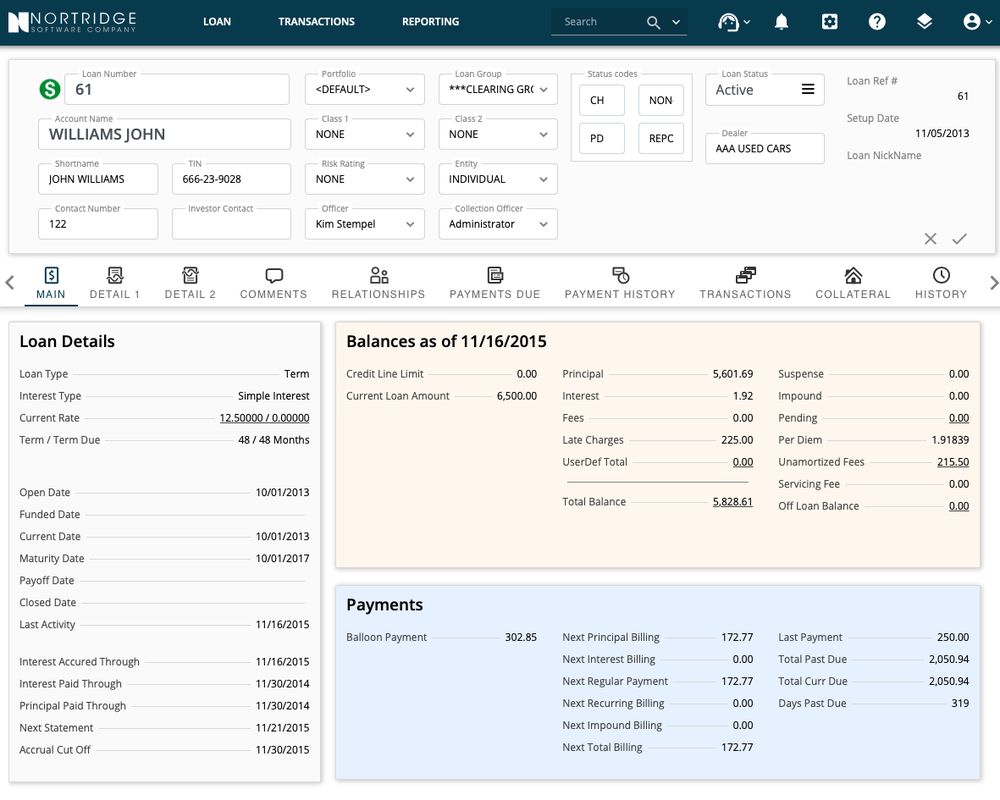 The Nortridge Loan System Screenshot 1