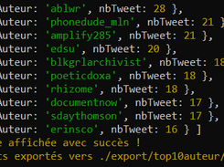 Message console top10 auteur