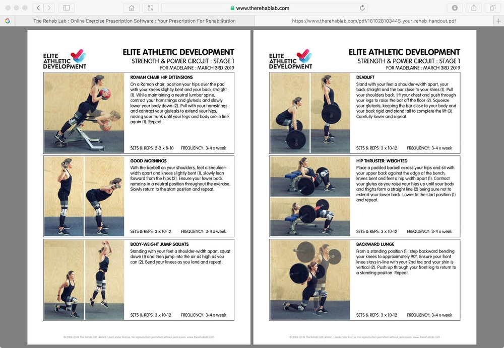 The Rehab Lab: Example of a Programme of User-Uploaded Exercises