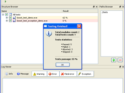 TRunK - Testing done, statistics view (windows)