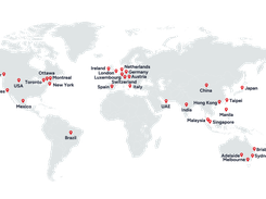 Delivering physical climate risk data around the world, a map of our clients. 