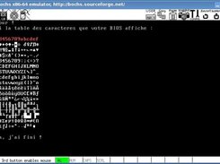 Early code displaying BIOS character set in Bochs emulator