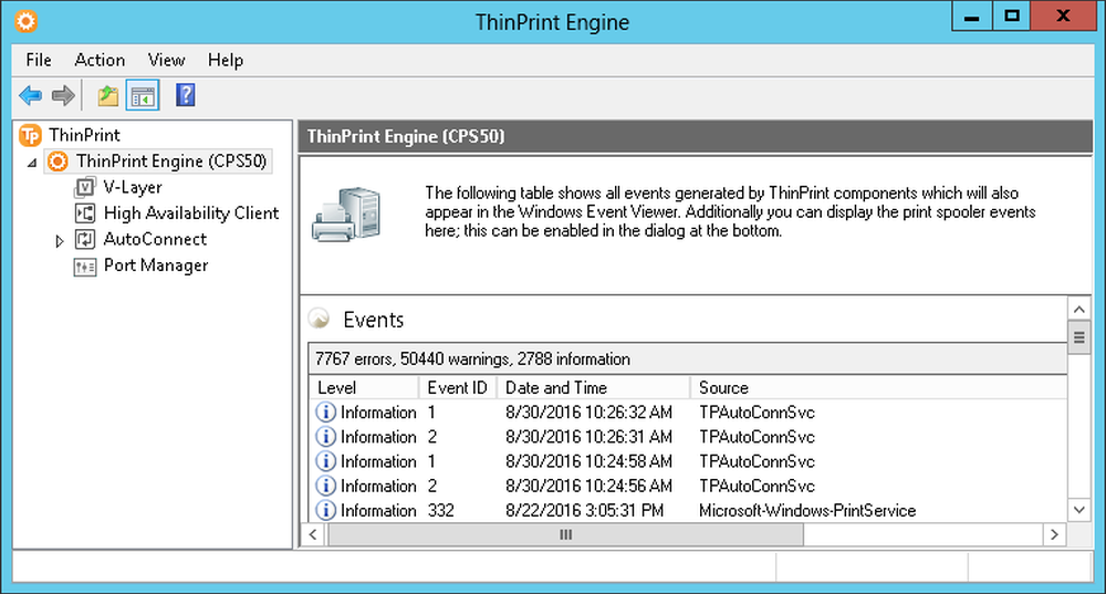 The ThinPrint Console allows for users and printer to be centrally managed, along with the users’ rights, certificates and security settings.