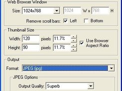 Control browser window and thumbnail sizes, output path/type