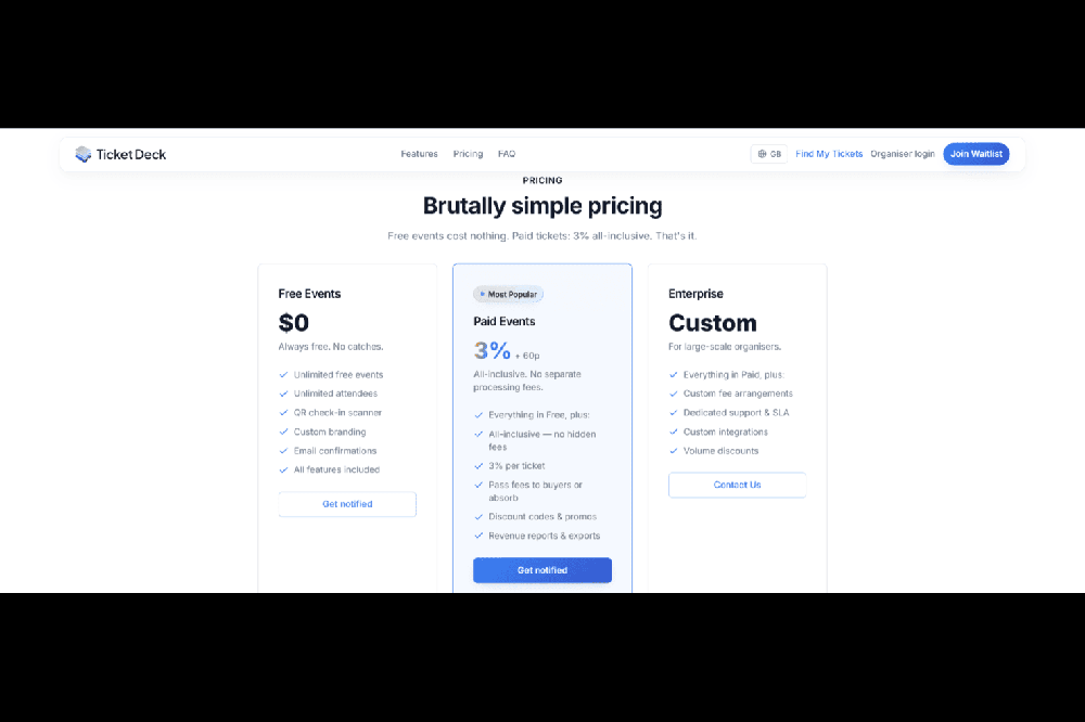 Ticket Deck Pricing
