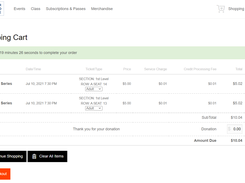 TicketPeak Shopping Cart Page
