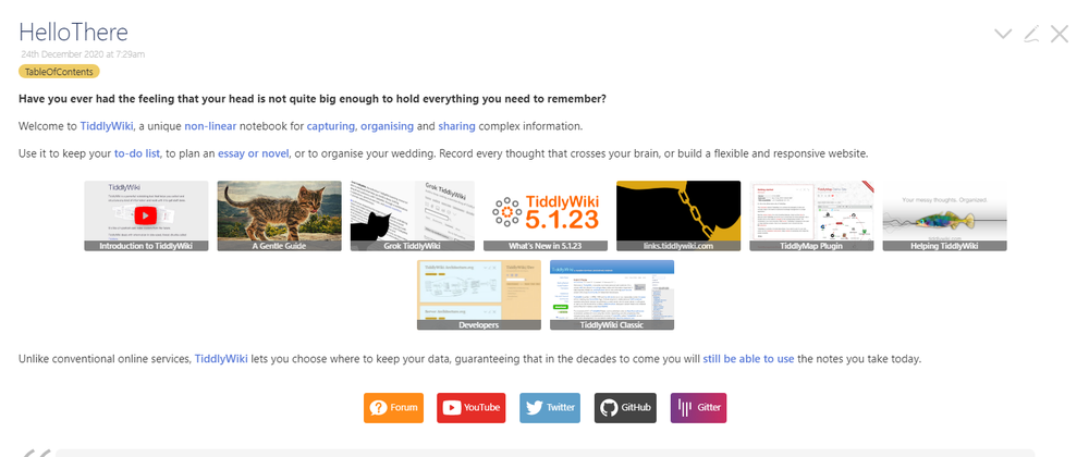 TiddlyWiki Screenshot 1
