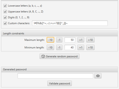 Random password generator interface