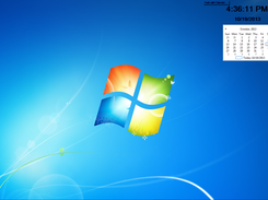 Full screen with clock and calendar in the corner.