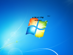 Full screen with clock.