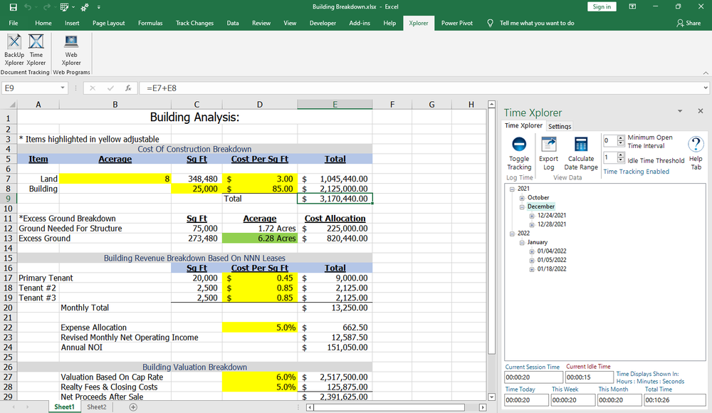 Time Xplorer | Excel Task Pane