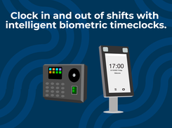 Clock in and out of shifts with intelligent biometric timeclocks