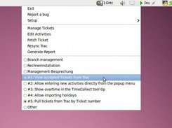Context menu of TimeCollect giving access to all options