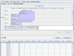 View events of a person or location in calendar component