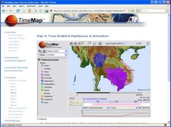 A TimeMap web mapping applet embedded in a web page