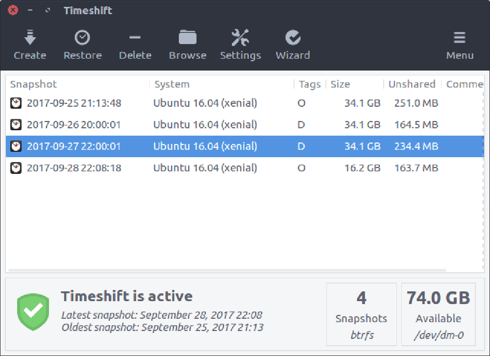 Timeshift Screenshot 1